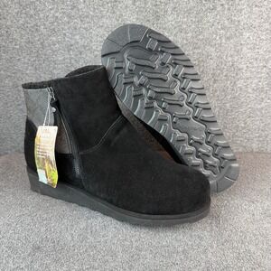 Bearpaw Ankle Boots Women 13 Black Suede Side Zip Short Winter Booties